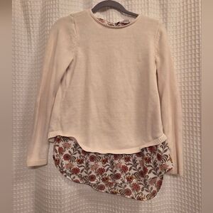 LOFT Cream Layered Sweater with Floral Underlay